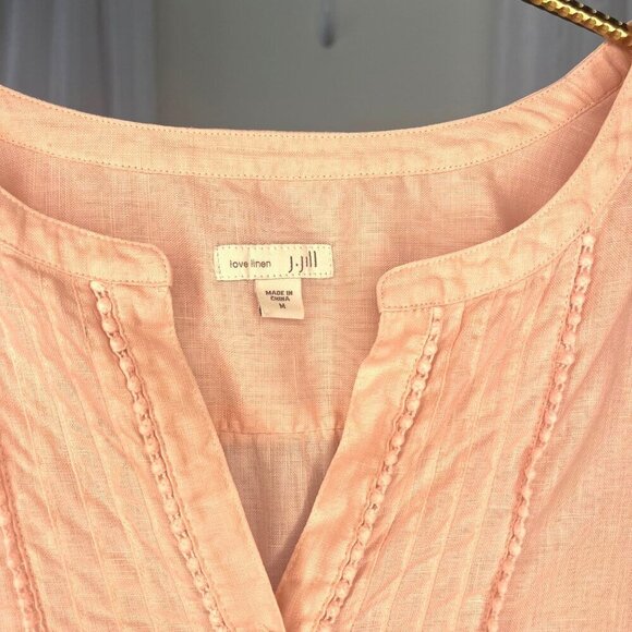 J Jill Linen Tunic Blouse Size MED Blush Pink Color Long Sleeves lagenlook - Picture 6 of 7